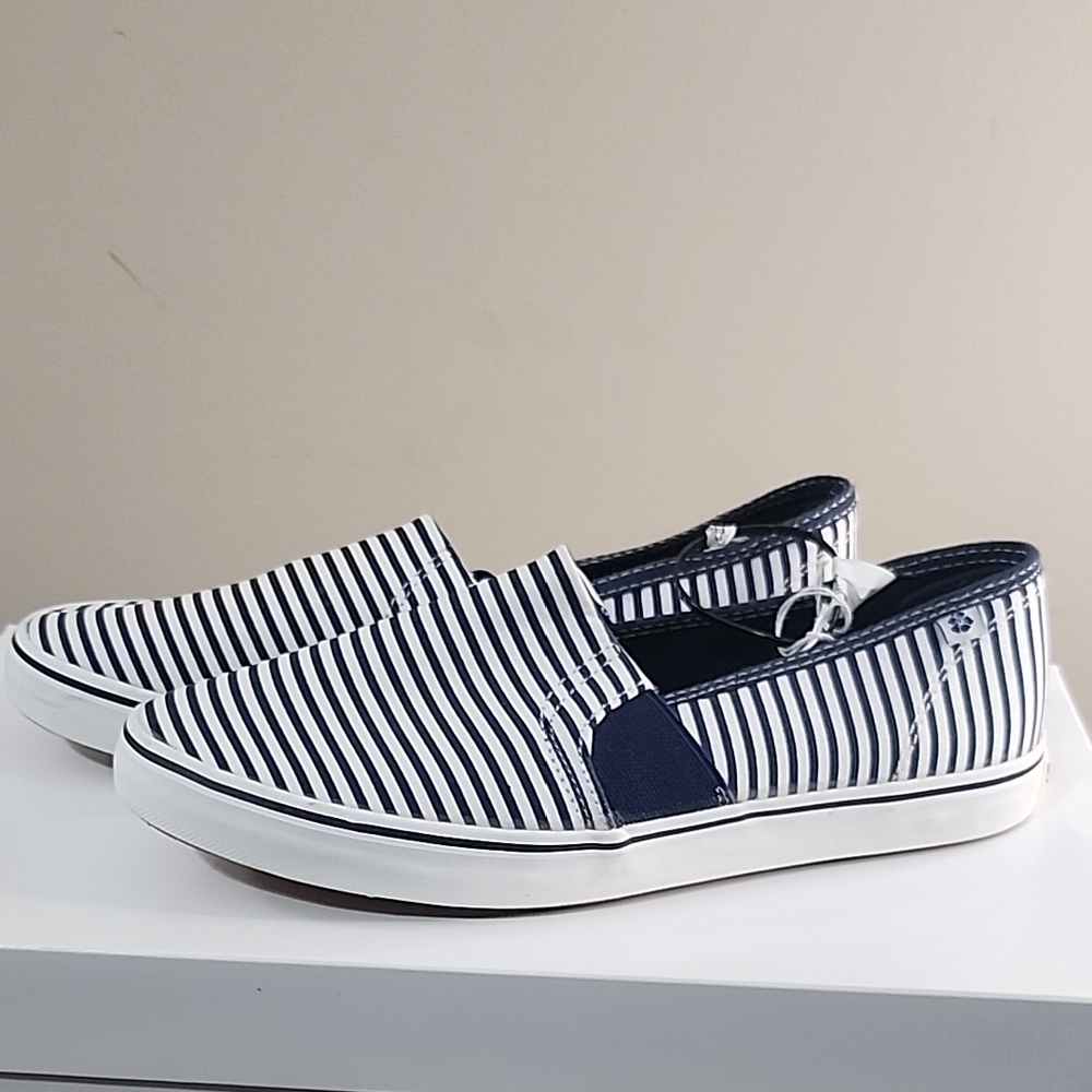 Tommy Bahama Navy and White Striped Flats